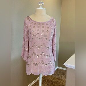 EUC Boutique Blush Sequin tunic mini dress top